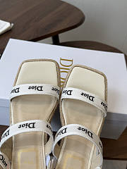 Kitlife Dior J'Adior Wedge Slide with Straps White Embroidered Cotton and Beige Raffia  - 6