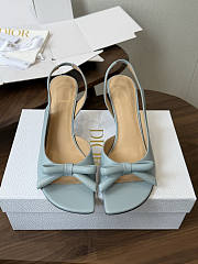 Kitlife Dior Bow Heeled Slingback Sandal Blue Lambskin - 1