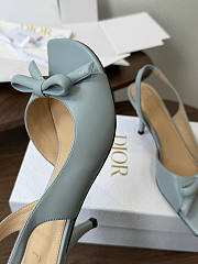 Kitlife Dior Bow Heeled Slingback Sandal Blue Lambskin - 3