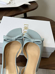Kitlife Dior Bow Heeled Slingback Sandal Blue Lambskin - 5
