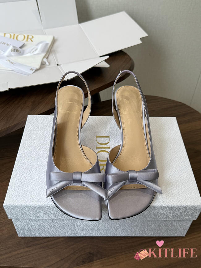 Kitlife Dior Bow Heeled Slingback Sandal Purple Lambskin  - 1