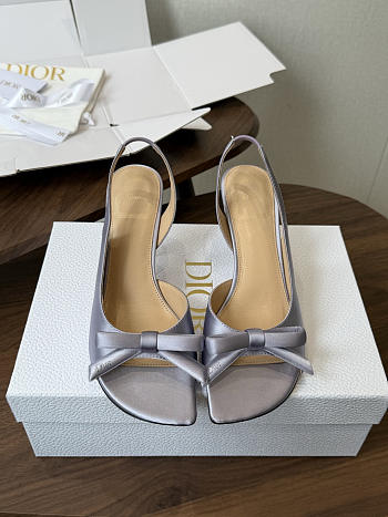 Kitlife Dior Bow Heeled Slingback Sandal Purple Lambskin 