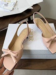 Kitlife Dior Bow Heeled Slingback Sandal Pink Lambskin - 6