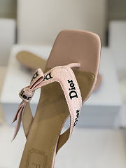 Kitlife Dior J'Adior Heeled Thong Sandal Pink Embroidered Cotton and Trench Lambskin - 6