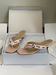 Kitlife Dior J'Adior Heeled Thong Sandal Pink Embroidered Cotton and Trench Lambskin - 2