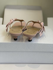 Kitlife Dior J'Adior Heeled Thong Sandal Pink Embroidered Cotton and Trench Lambskin - 5