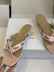 Kitlife Dior J'Adior Heeled Thong Sandal Pink Embroidered Cotton and Trench Lambskin - 4