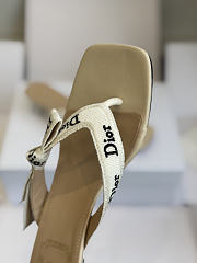 Kitlife Dior J'Adior Heeled Thong Sandal Beige Embroidered Cotton and Black Lambskin - 6