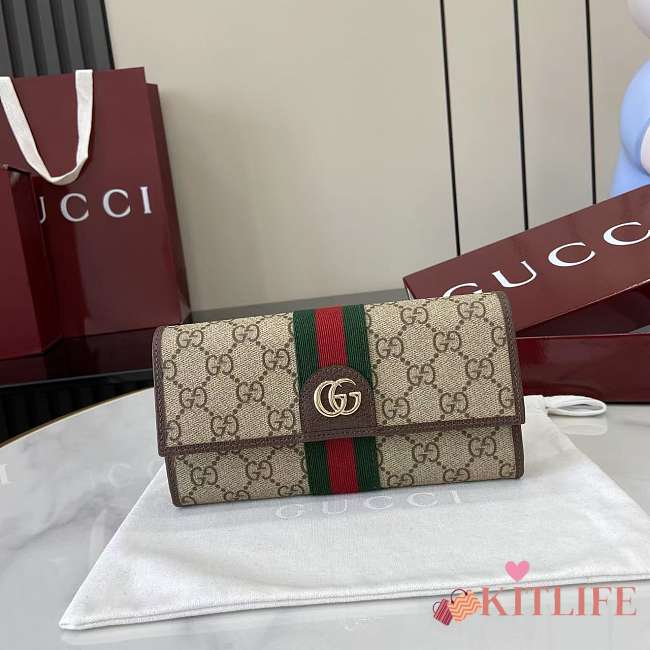 Kitlife Gucci Ophidia Continental Wallet Beige & Brown 838485 19x10x3.5cm  - 1