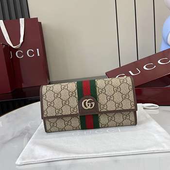 Kitlife Gucci Ophidia Continental Wallet Beige & Brown 838485 19x10x3.5cm 