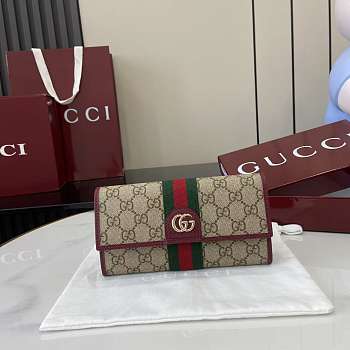 Kitlife Gucci Ophidia Continental Wallet Beige & Burgundy 838485 19x10x3.5cm 