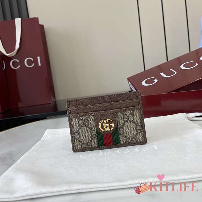 Kitlife Gucci Ophidia Card Case Brown & Beige 838486 10x7cm - 1