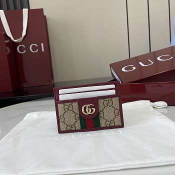 Kitlife Gucci Ophidia Card Case Brown & Burgundy 838486 10x7cm