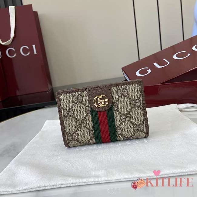 Kitlife Gucci Ophidia Small Wallet Beige & Brown 838468 11.5x8x3cm - 1