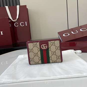 Kitlife Gucci Ophidia Small Wallet Beige & Burgundy 838468 11.5x8x3cm 