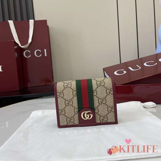 Kitlife Gucci Ophidia Small Wallet Beige & Burgundy 838487 11x8.5x3cm - 1