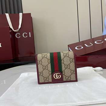 Kitlife Gucci Ophidia Small Wallet Beige & Burgundy 838487 11x8.5x3cm