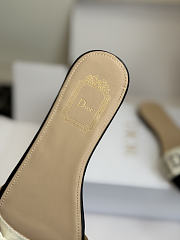 Kitlife Dior J'Adior Heeled Slide Black Embroidered Cotton - 6