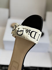 Kitlife Dior J'Adior Heeled Slide Black Embroidered Cotton - 4