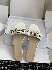 Kitlife Dior J'Adior Heeled Slide White Embroidered Cotton - 6