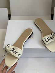 Kitlife Dior J'Adior Heeled Slide White Embroidered Cotton - 5