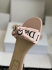 Kitlife Dior J'Adior Heeled Slide Pink Embroidered Cotton - 6