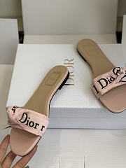 Kitlife Dior J'Adior Heeled Slide Pink Embroidered Cotton - 4