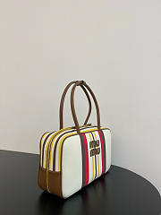 Kitlife Miu Miu Leather Canvas Beau Top Handle Bag 35x20x10cm  - 2