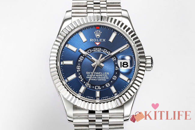Kitlife Rolex 326934 Sky-Dweller Stainless Steel Watch Blue & Silver 42mm - 1