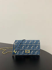 Kitlife Fendi Wallet On Chain Baguette Blue Denim-effect FF Jacquard 21x5x11.5cm - 1
