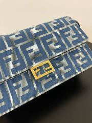 Kitlife Fendi Wallet On Chain Baguette Blue Denim-effect FF Jacquard 21x5x11.5cm - 4