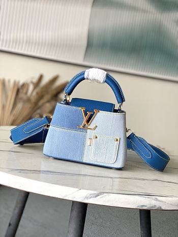 Kitlife Louis Vuitton Capucines Bag Blue Denim M27302 21x13.6x8cm