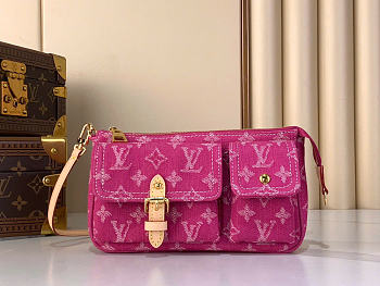 Kitlife Louis Vuitton Pochette Accessories Cargo Shoulder Bag Pink Denim M27602 23.5x14x3cm