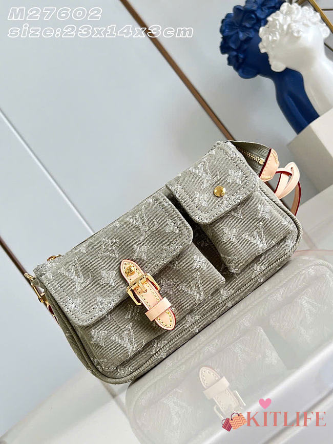 Kitlife Louis Vuitton Pochette Accessories Cargo Shoulder Bag Green Denim M27602 23.5x14x3cm - 1
