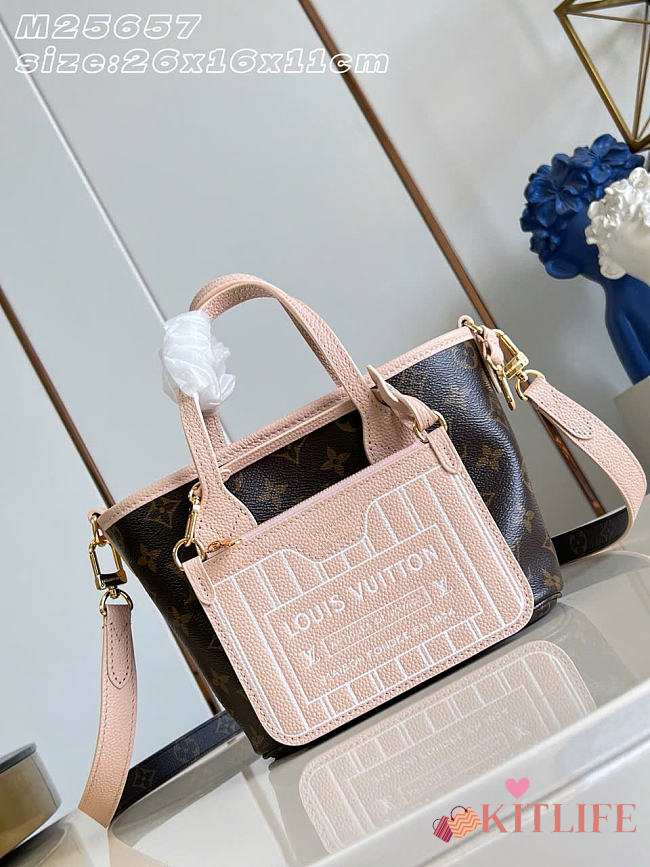 Kitlife Louis Vuitton Neverfull Inside Out BB Light Pink M25657 26.5x16.5x11cm - 1