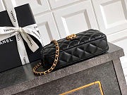 Kitlife Chanel Suede Shiny Lambskin Quilted Phone Holder With Chain Black 10x17.5x3cm - 6