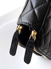 Kitlife Chanel Suede Shiny Lambskin Quilted Phone Holder With Chain Black 10x17.5x3cm - 5