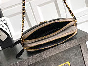 Kitlife Chanel Suede Shiny Lambskin Quilted Phone Holder With Chain Black & Grey 10x17.5x3cm  - 4