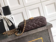 Kitlife Chanel Suede Shiny Lambskin Quilted Phone Holder With Chain Dark Brown 10x17.5x3cm  - 4