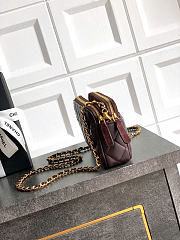 Kitlife Chanel Suede Shiny Lambskin Quilted Phone Holder With Chain Dark Brown 10x17.5x3cm  - 3