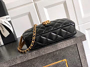 Kitlife Chanel Suede Shiny Lambskin Quilted Phone Holder With Chain Black Beige 10x17.5x3cm - 5