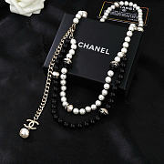 Kitlife Chanel Classic CC Logo Waist Chain Black & White Pearl - 6