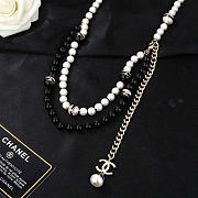 Kitlife Chanel Classic CC Logo Waist Chain Black & White Pearl - 2