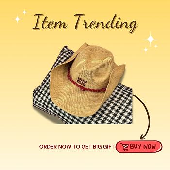 Kitlife Miu Miu Natural Raffia Straw Hat with Wide Brim