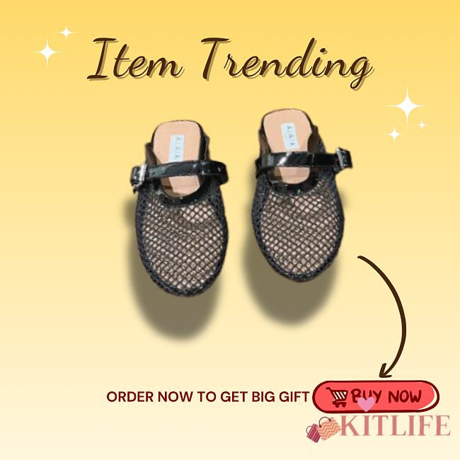 Kitlife Alaia Openwork Knit Ballet Flats Mules Black - 1