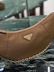 Kitlife Prada Re-Nylon Saffiano Demi-lune Shoulder Bag Brown 1BH222 30x13.5x6cm - 2
