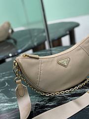 Kitlife Prada Re-Nylon Saffiano Demi-lune Shoulder Bag Beige 1BH222 30x13.5x6cm  - 3