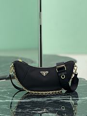 Kitlife Prada Re-Nylon Saffiano Demi-lune Shoulder Bag Black 1BH222 30x13.5x6cm - 1