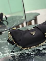 Kitlife Prada Re-Nylon Saffiano Demi-lune Shoulder Bag Black 1BH222 30x13.5x6cm - 2