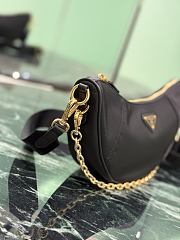 Kitlife Prada Re-Nylon Saffiano Demi-lune Shoulder Bag Black 1BH222 30x13.5x6cm - 5